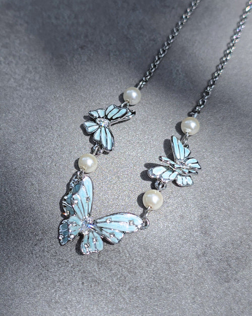 Minty Dew Butterfly Necklace - Nikaneko